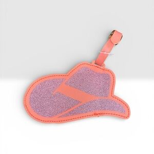 NWT Set of two pink glittery cowboy hat luggage tags